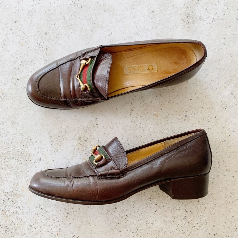 VINTAGE GUCCI Horsebit Loafers 80s Brown 36.5